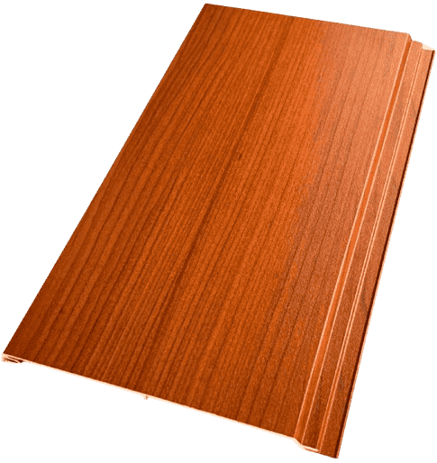 6-inch v-groove woodgrain aluminum cladding profile in light cedar finish