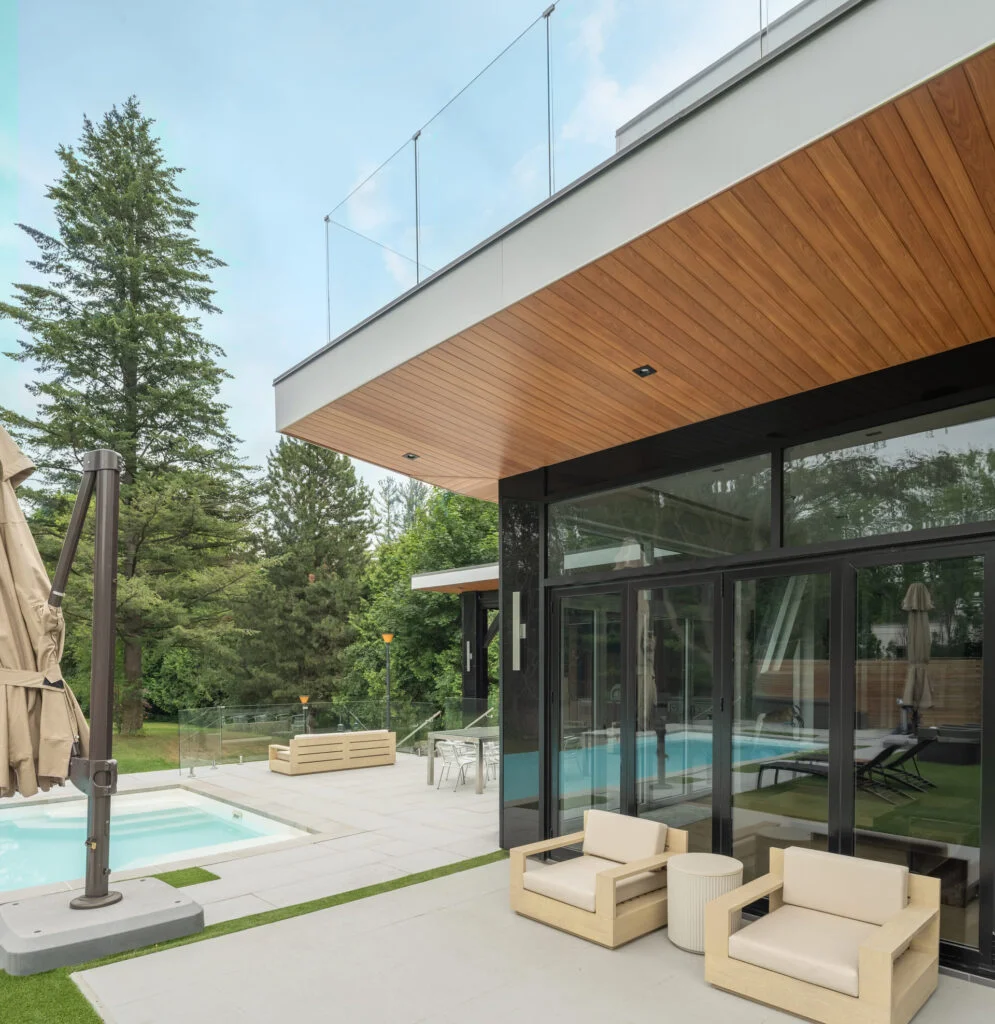 Luxury Wood grain aluminum soffit on one of the Vedrex's Projects in Toronto, Ontario